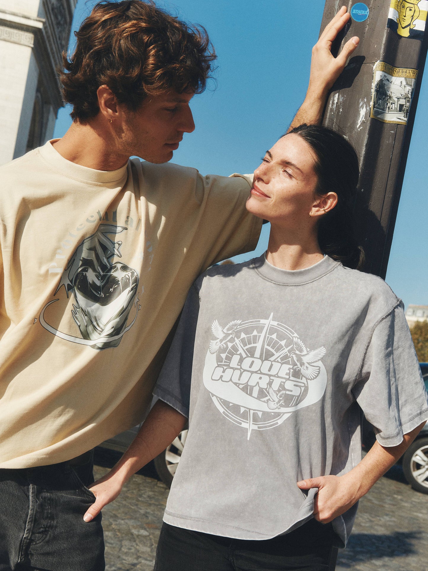 Love Hurts™ Washed Grey Tee – Paris Edition