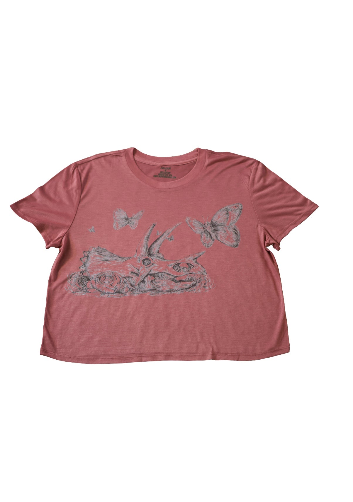 Memento Mori Triceratops & Butterflies Crop Mauve