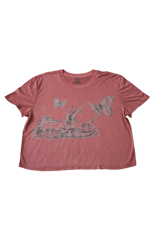 Memento Mori Triceratops & Butterflies Crop Mauve