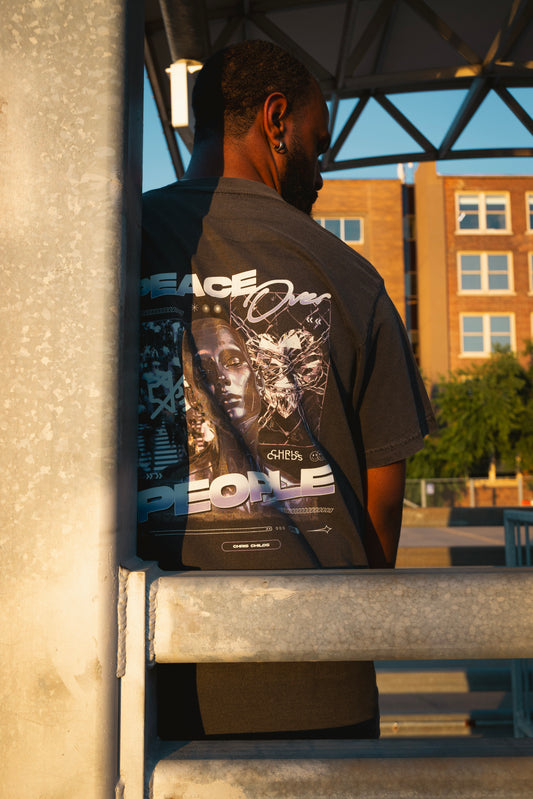 Peace Over People™ Premium Vintage Black Tee