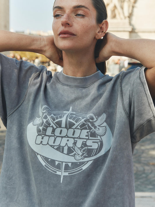 Love Hurts™ Washed Grey Tee – Paris Edition