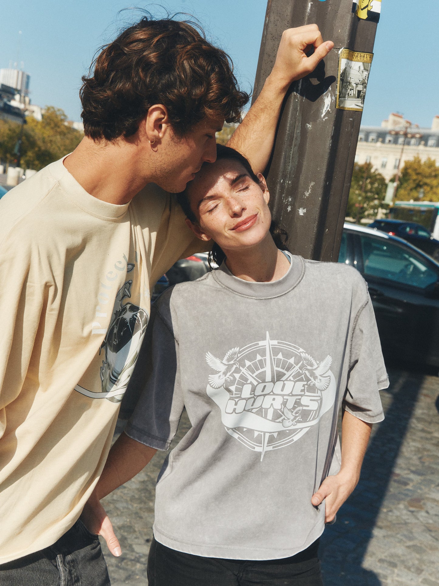 Love Hurts™ Washed Grey Tee – Paris Edition