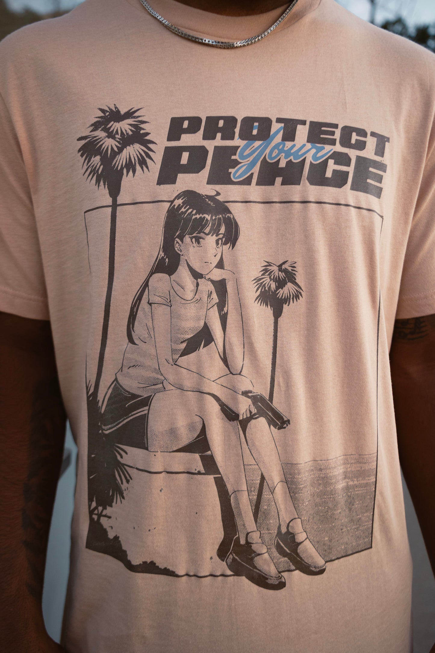 Protect Your Peace™ Anime Tee – Vintage Sand Edition